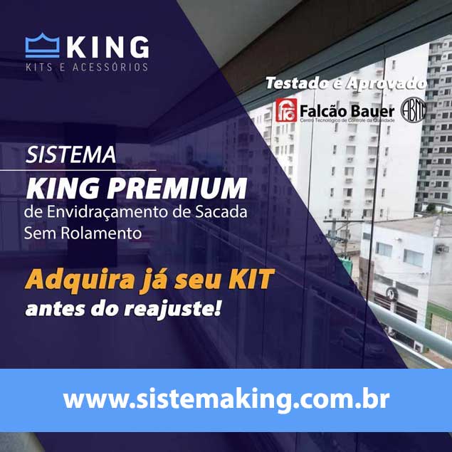 Sistema King Premium de Envidraçamento de Sacada Sem Rolamento