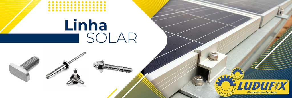 Fixadores em aço inox linha solar Ludufix. Visite-nos na Intersolar South America