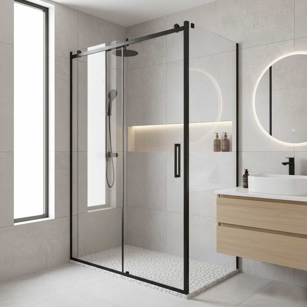 As ferragens pretas para boxes de banheiro são uma escolha moderna que também remete a um estilo clássico. Elas adicionam um toque sofisticado e versátil à decoração, combinando com diferentes estilos