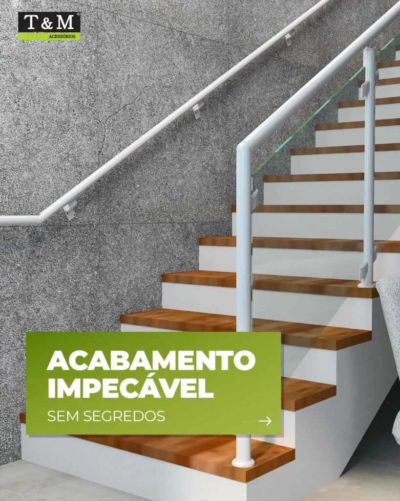 A T&M Acessórios entrega guarda-corpos e corrimãos com acabamento impecável, encaixes precisos e design moderno. Excelência, segurança e durabilidade em cada peça.